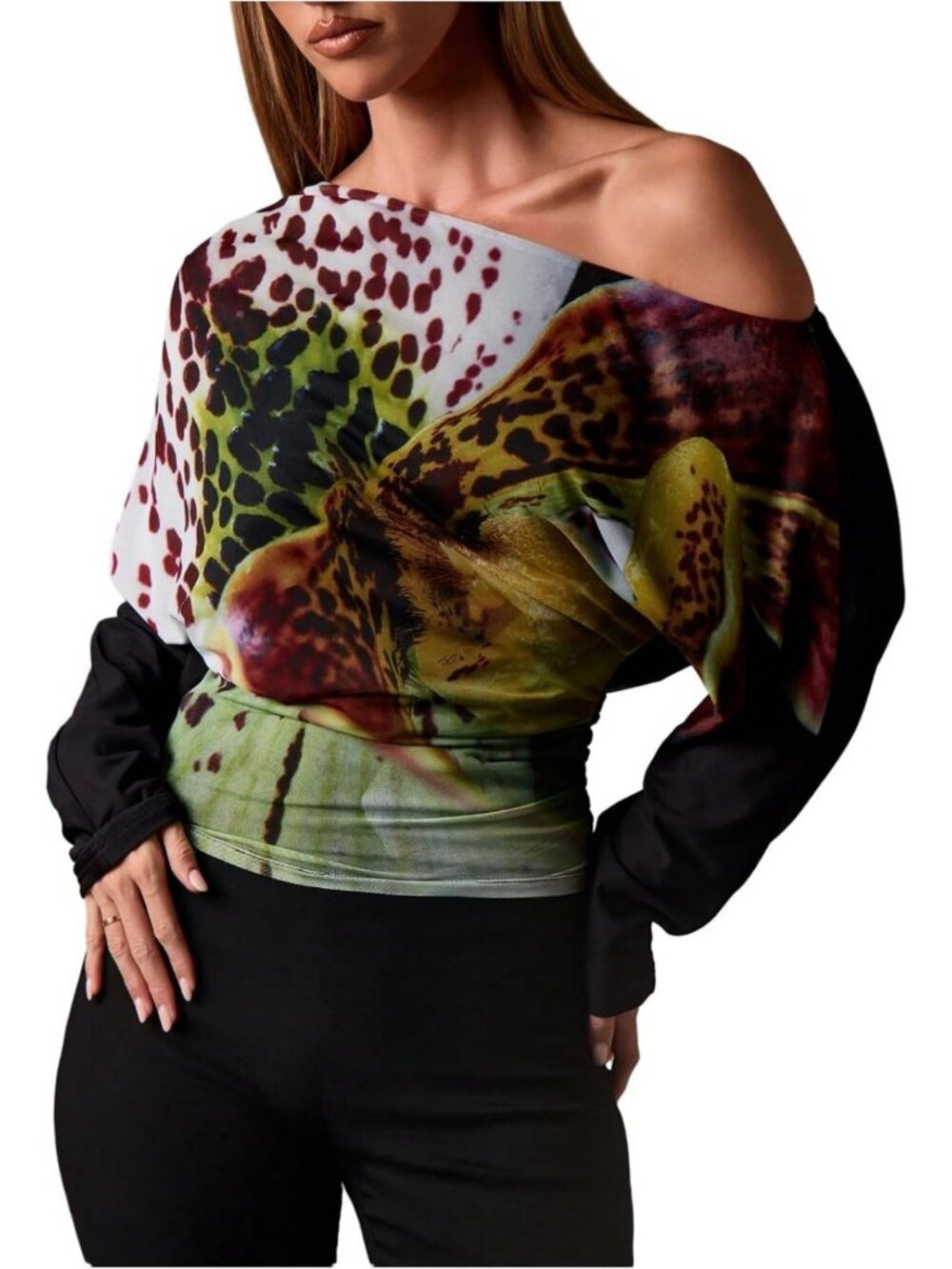 Floral Print Off-Shoulder Cinched Waist Chic Top for Women - Trendy Summer Style